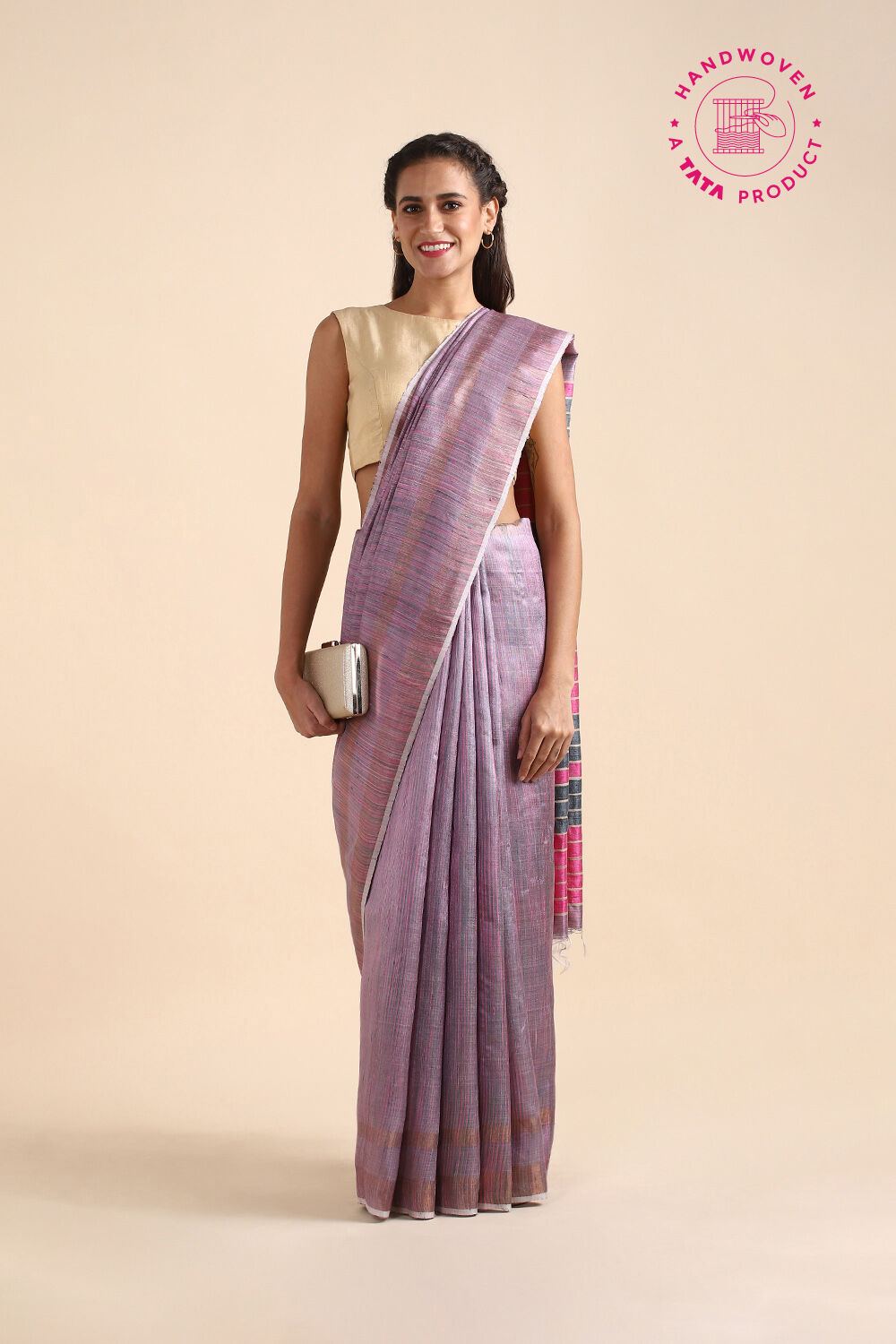 Violet Pure Tussar Silk Bhagalpuri Saree image number null