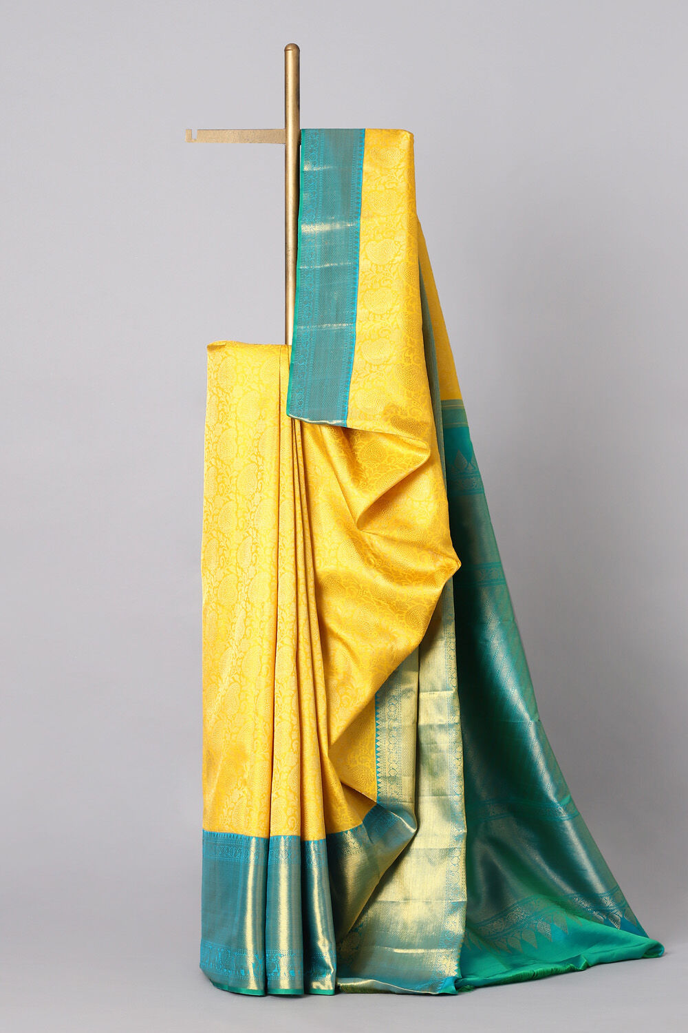 Yellow Pure Silk Kanjivaram Saree image number null