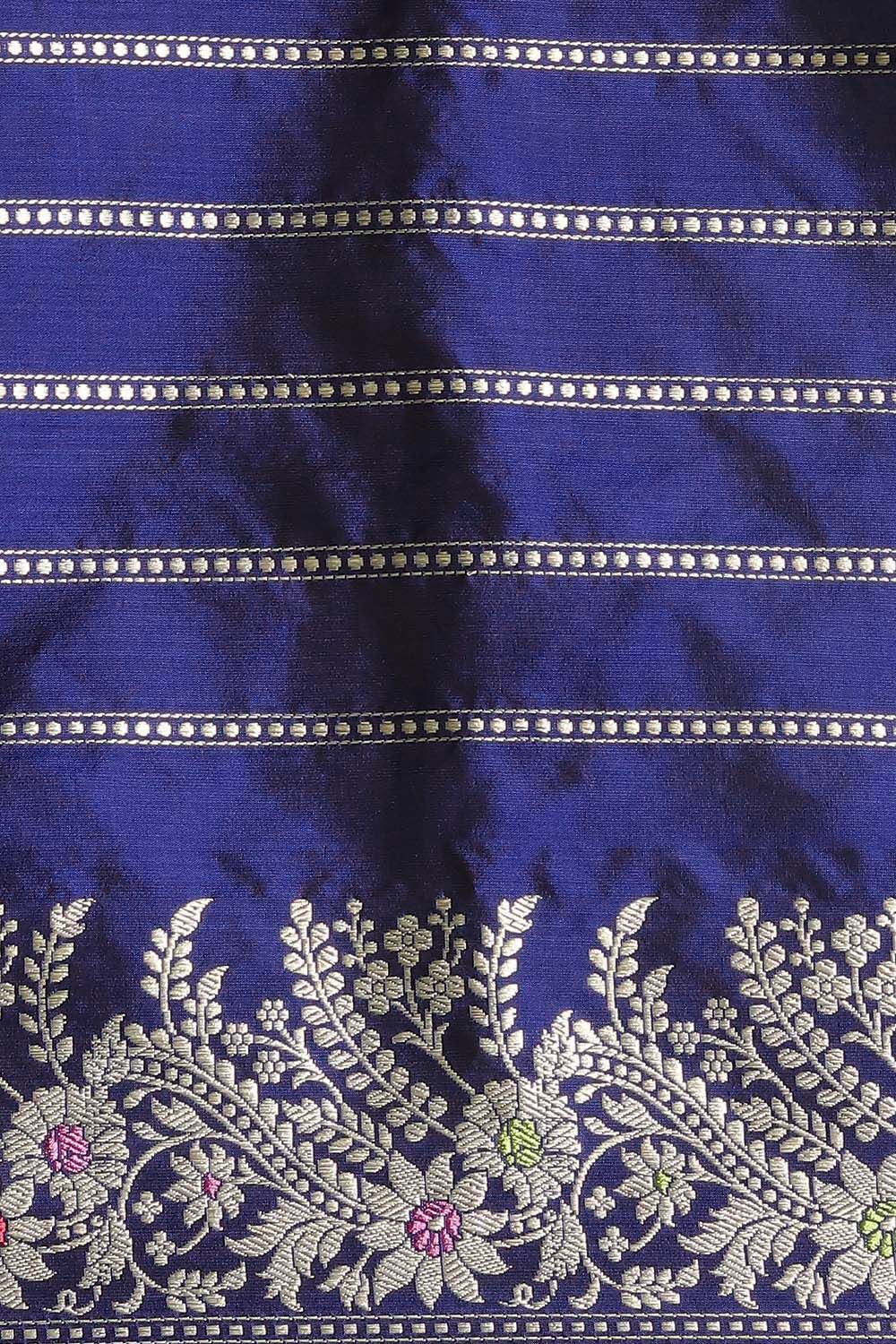 Navy Blue Pure Silk Kadwa Banarasi Saree image number null