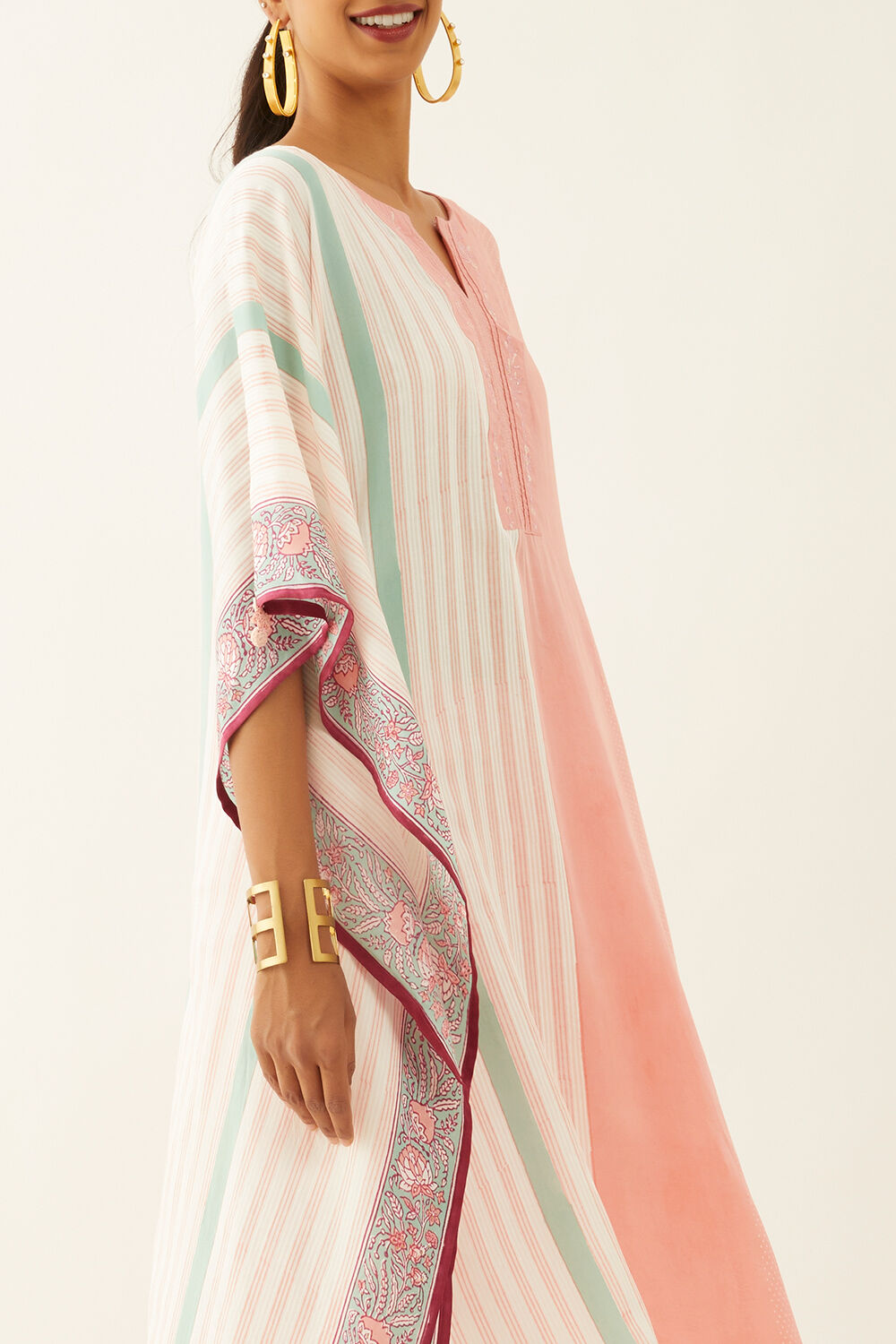 Light Pink Viscose Block Printed Sanganeri Kurta image number null