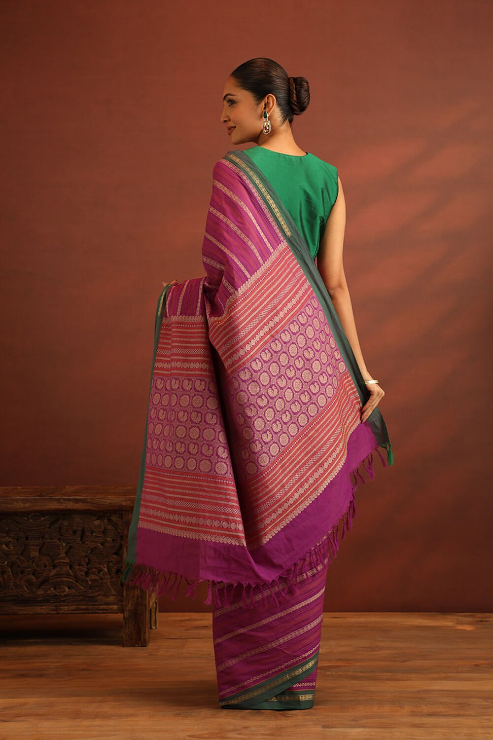 Purple South Pure Cotton Woven Saree image number null