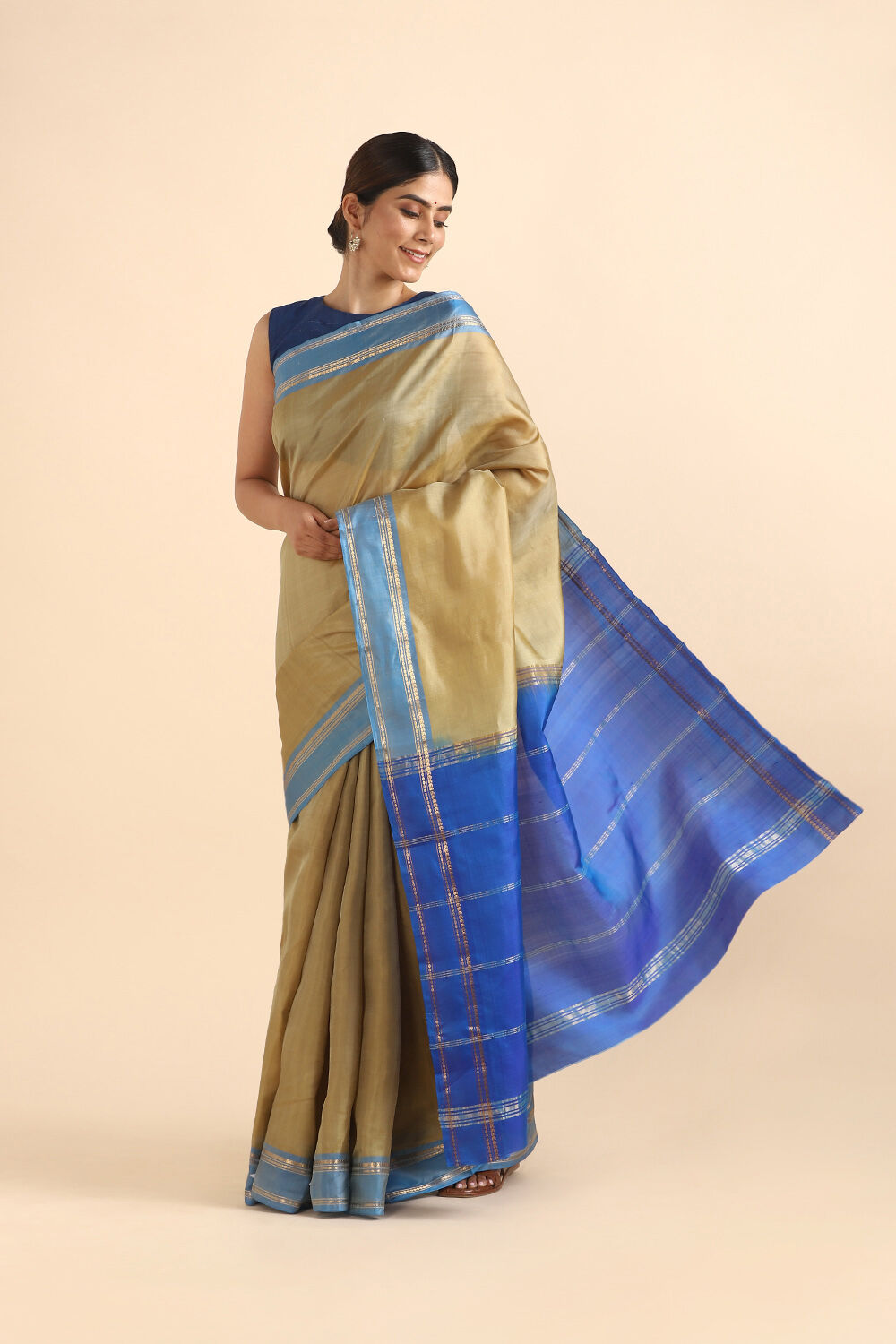 Gold Pure Silk South Saree image number null