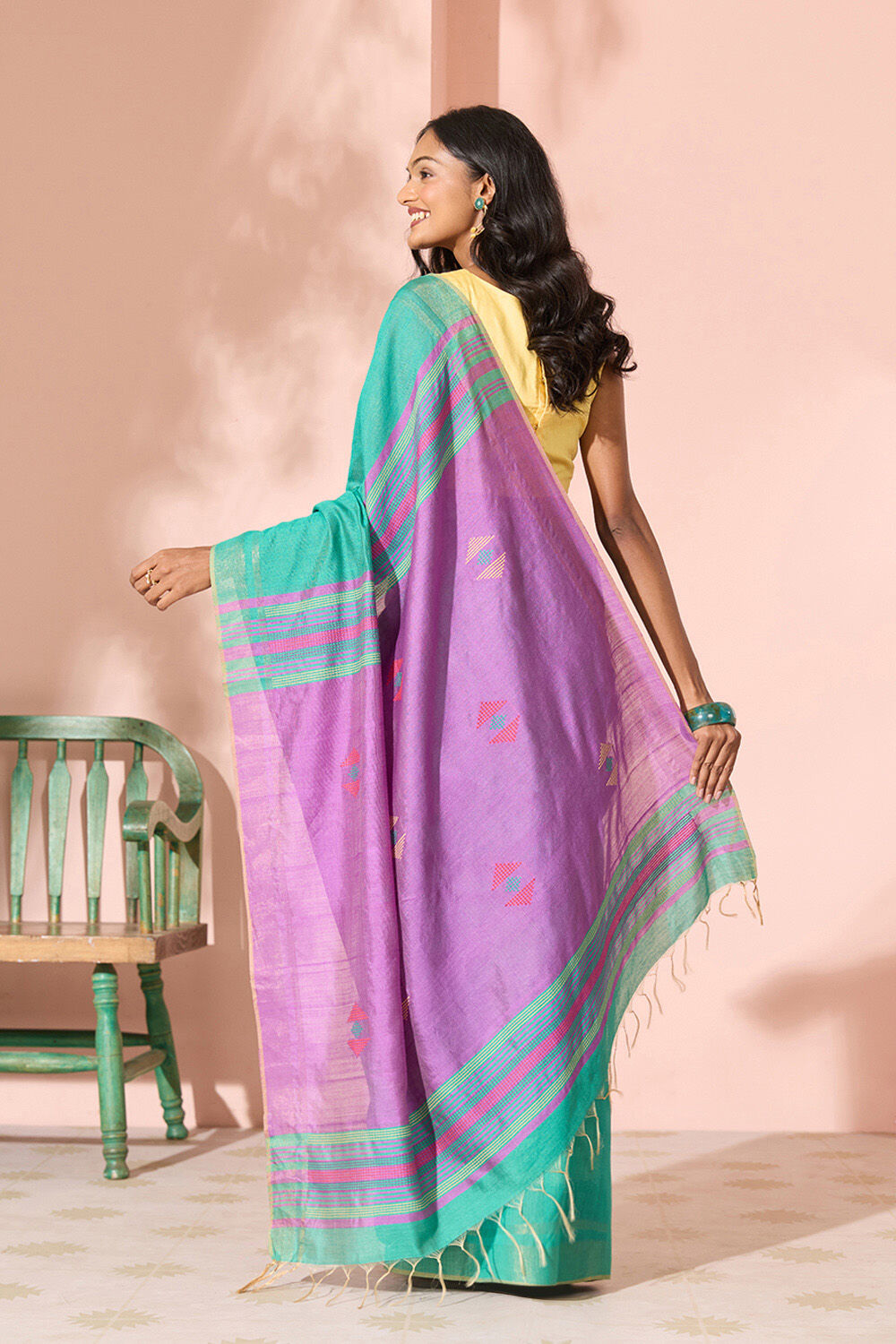 Dark Green Woven Silk Viscose Bhagalpur Saree image number null