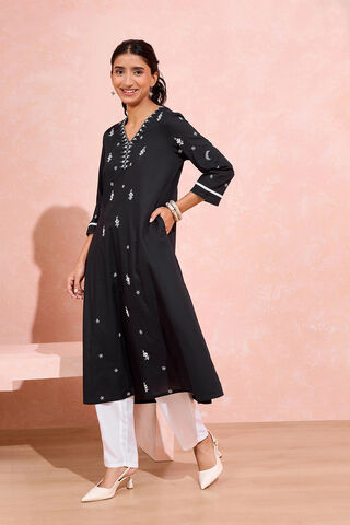 Black Cotton Chikankari Kurta thumbnail image number null