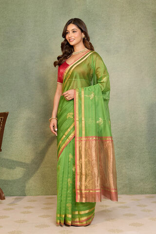 Pink Woven Pure Silk Cotton Chanderi Saree thumbnail image number null