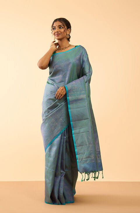 Violet Woven Pure Soft Silk Saree