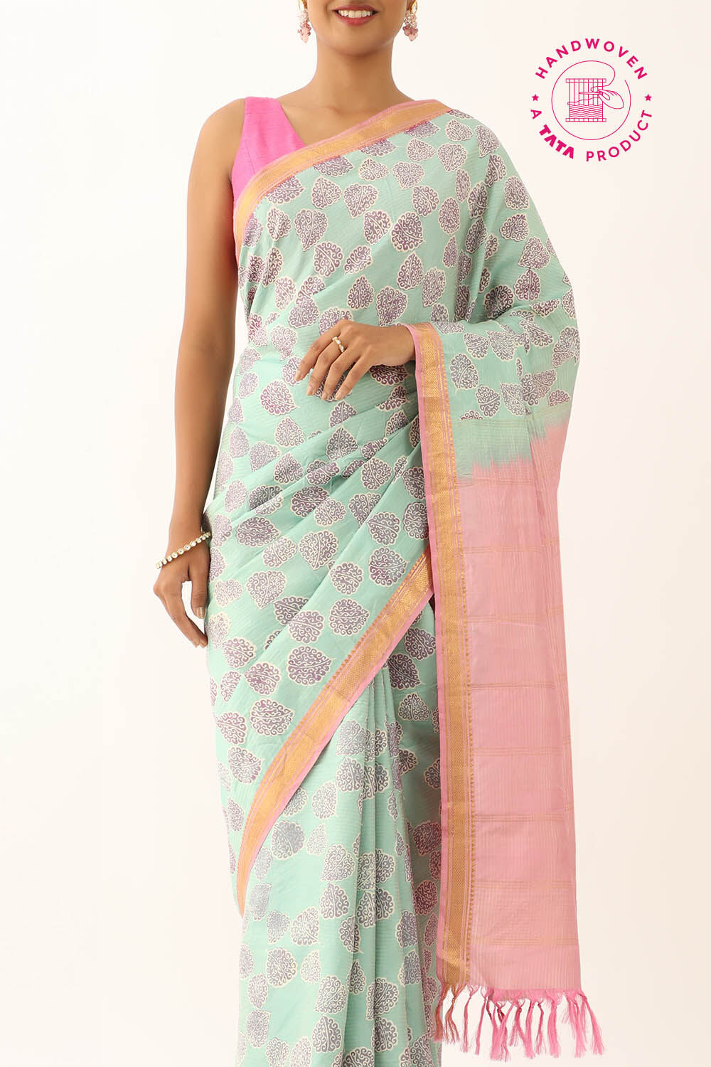 Light Blue Pure Silk South Printed Saree image number null