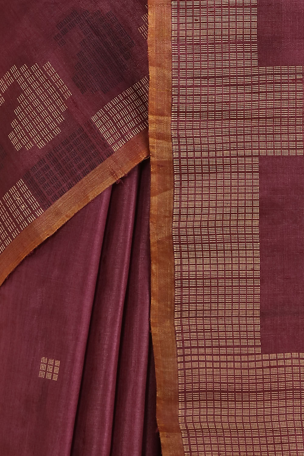 Dark Pure Red Tussar Woven Saree image number null