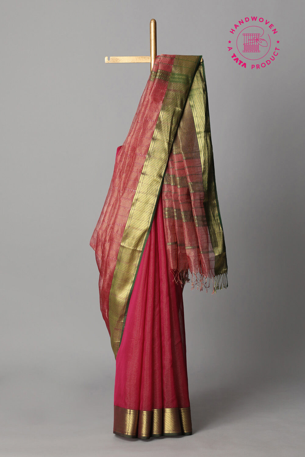 Pink Pure Cotton Tissue Maheswari Saree image number null