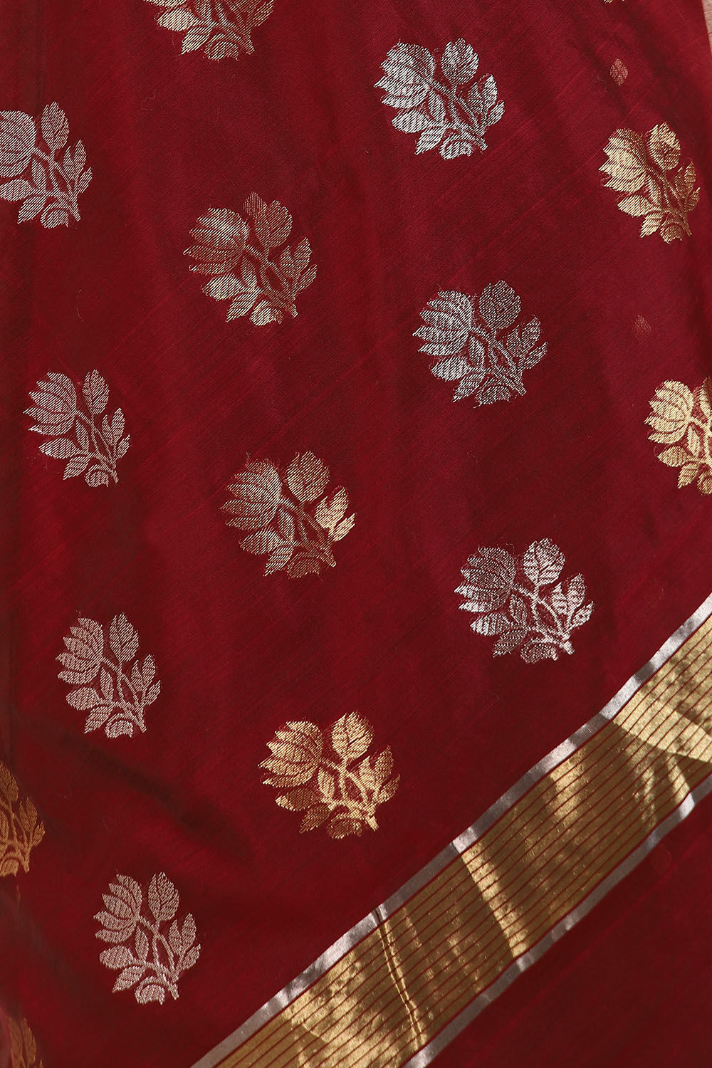 Red Pure Silk Cotton Chanderi Saree image number null
