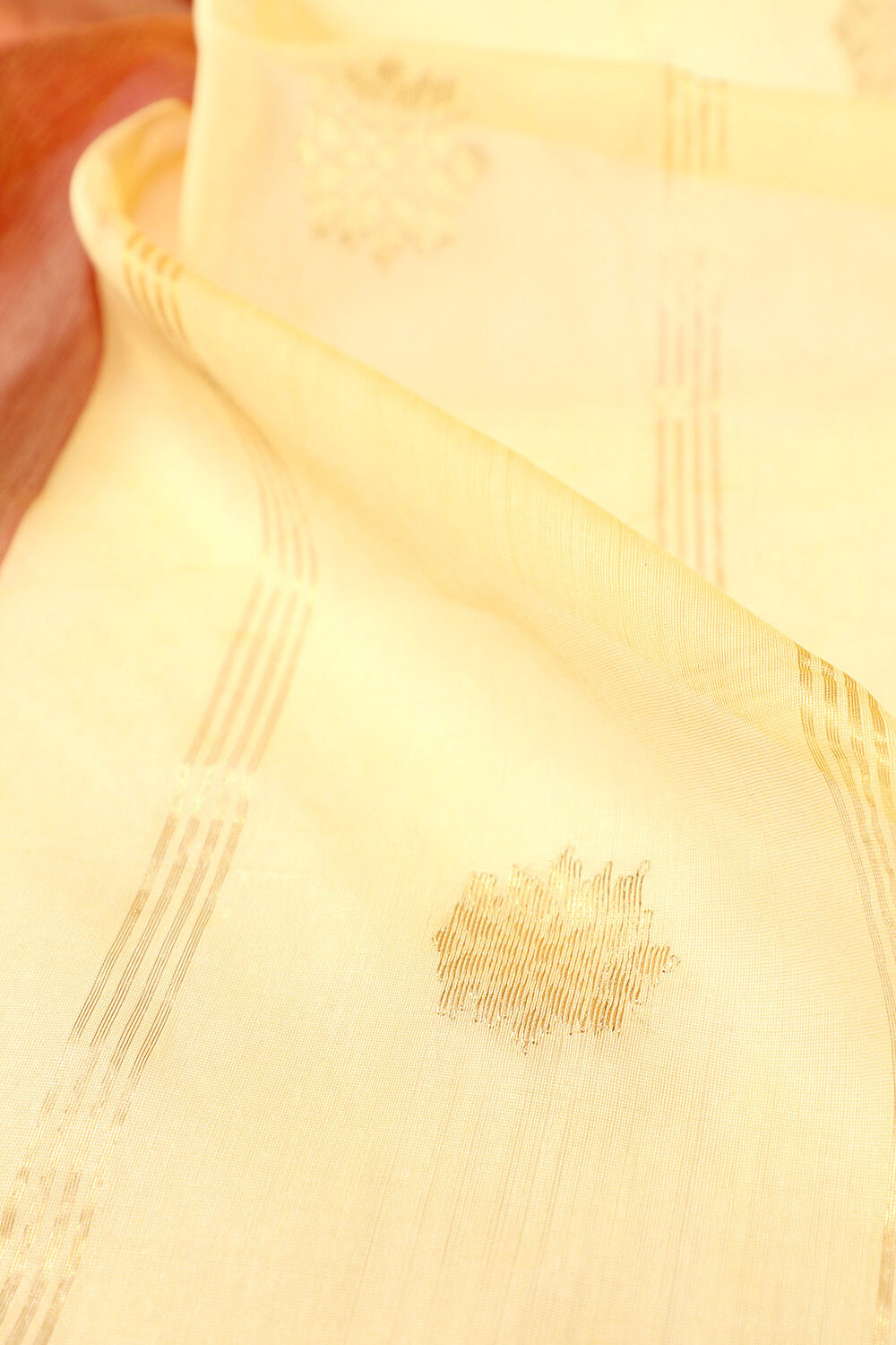 Light Orange Chanderi Pure Silk Cotton Woven Saree image number null