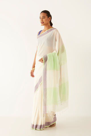 Off White Pure Cotton Bengal Saree thumbnail image number null