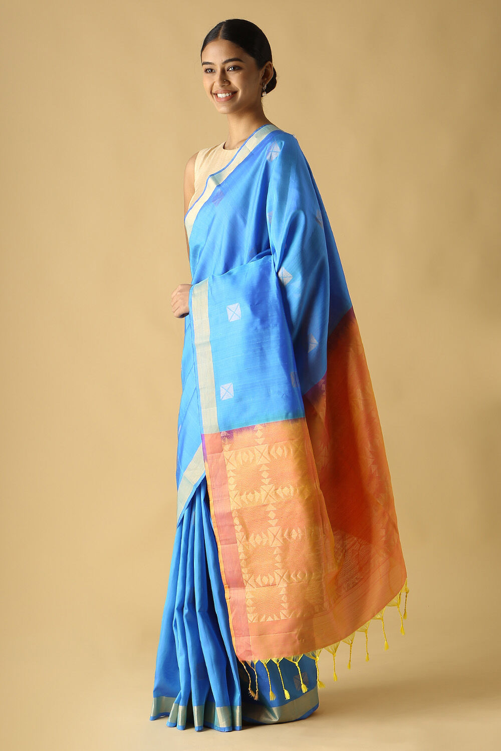Blue Pure Silk South Saree image number null