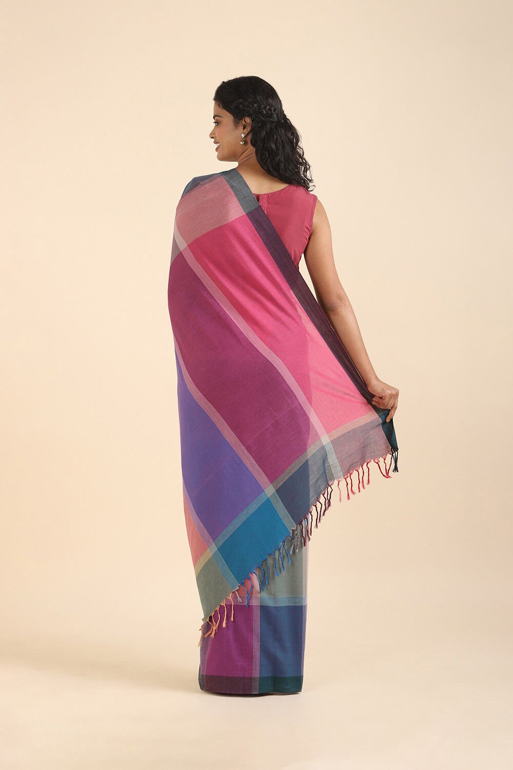 Blue Pure Cotton Bengal Saree image number null