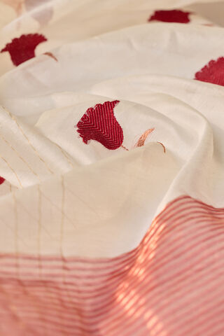 Off White Eknaliya Pure Silk Cotton Chanderi Saree thumbnail image number null