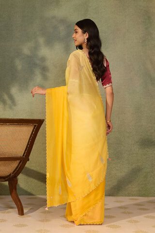 Yellow Pure Silk Cotton Embroidered Saree thumbnail image number null
