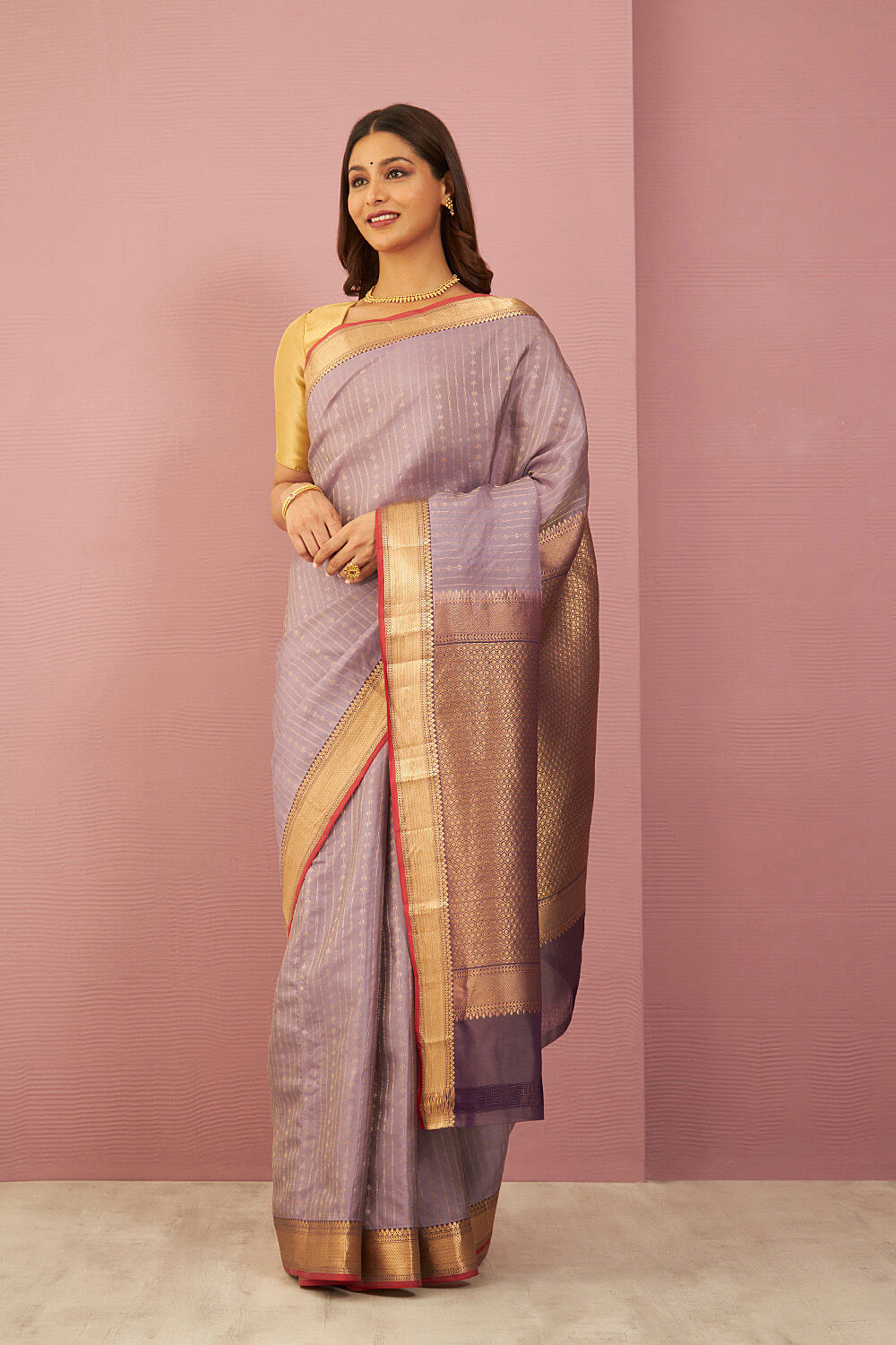 Violet Woven Silk Viscose Saree image number null