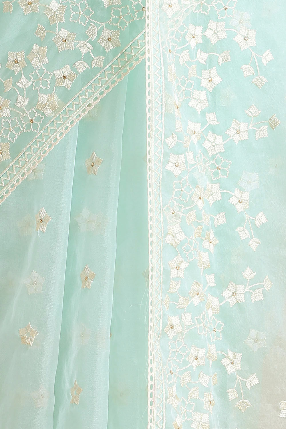 Light Pure Blue Embroidered Saree image number null