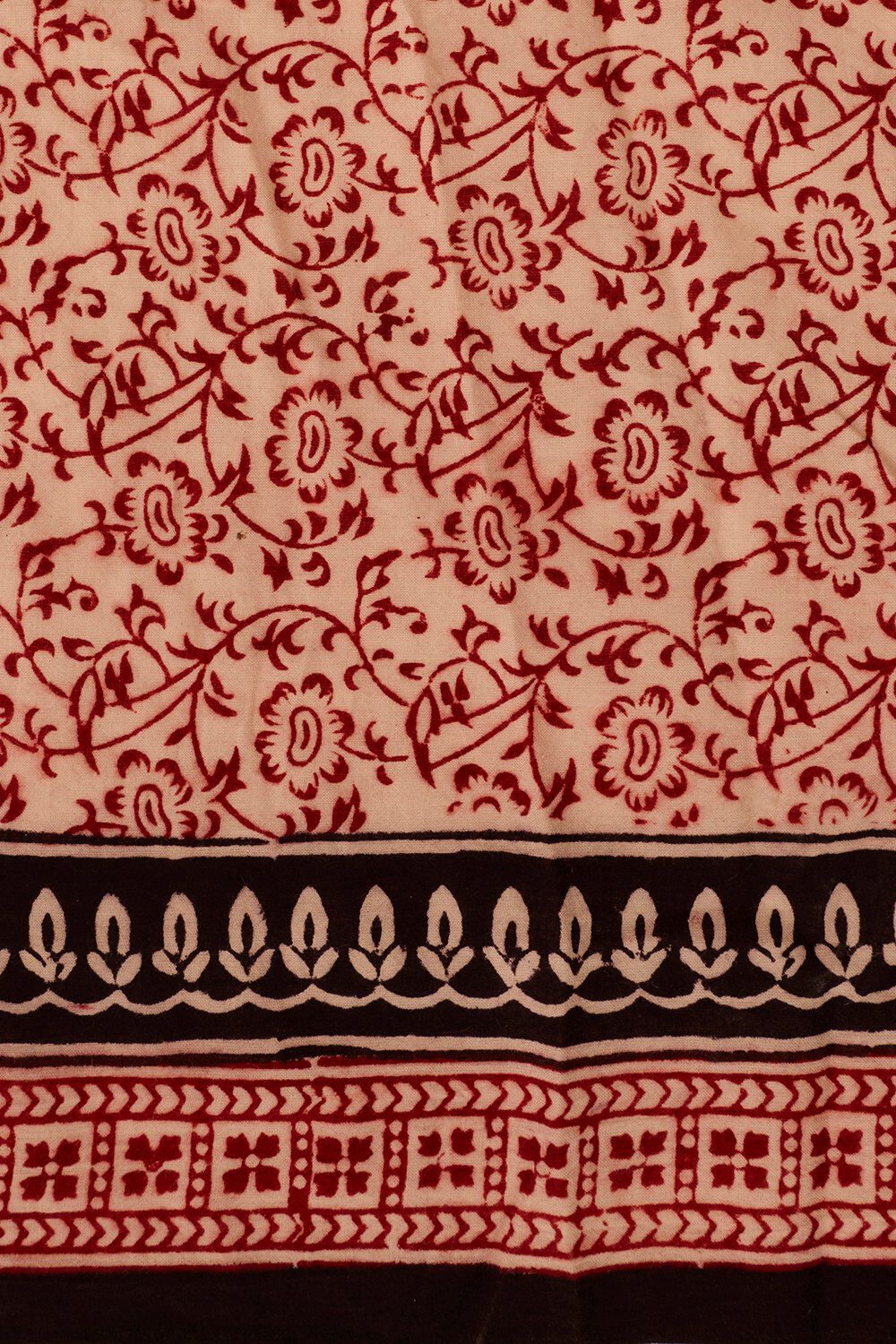 Red Bagh Block Printed Pure Cotton Saree image number null
