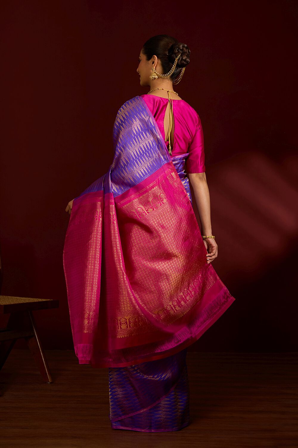 Purple Pure Silk Woven Kanjivaram Saree image number null