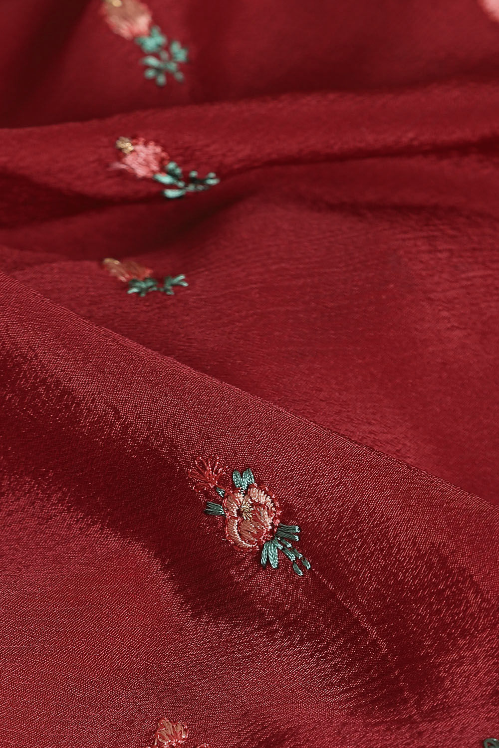 Dark Pure Red Viscose Embroidered Saree image number null