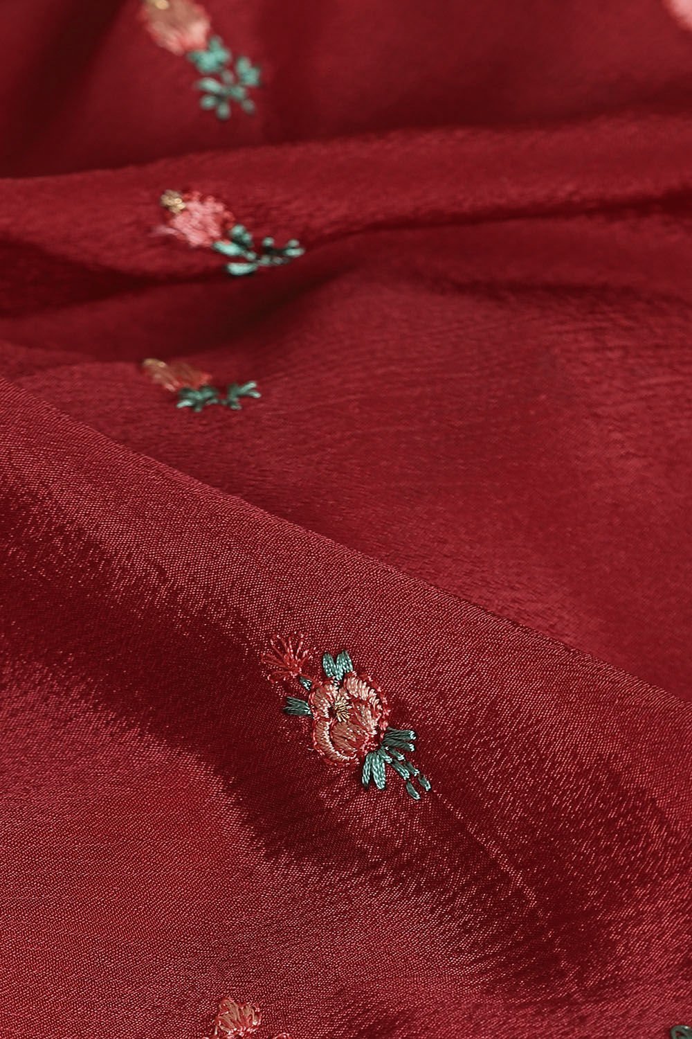Dark Pure Red Viscose Embroidered Saree image number null