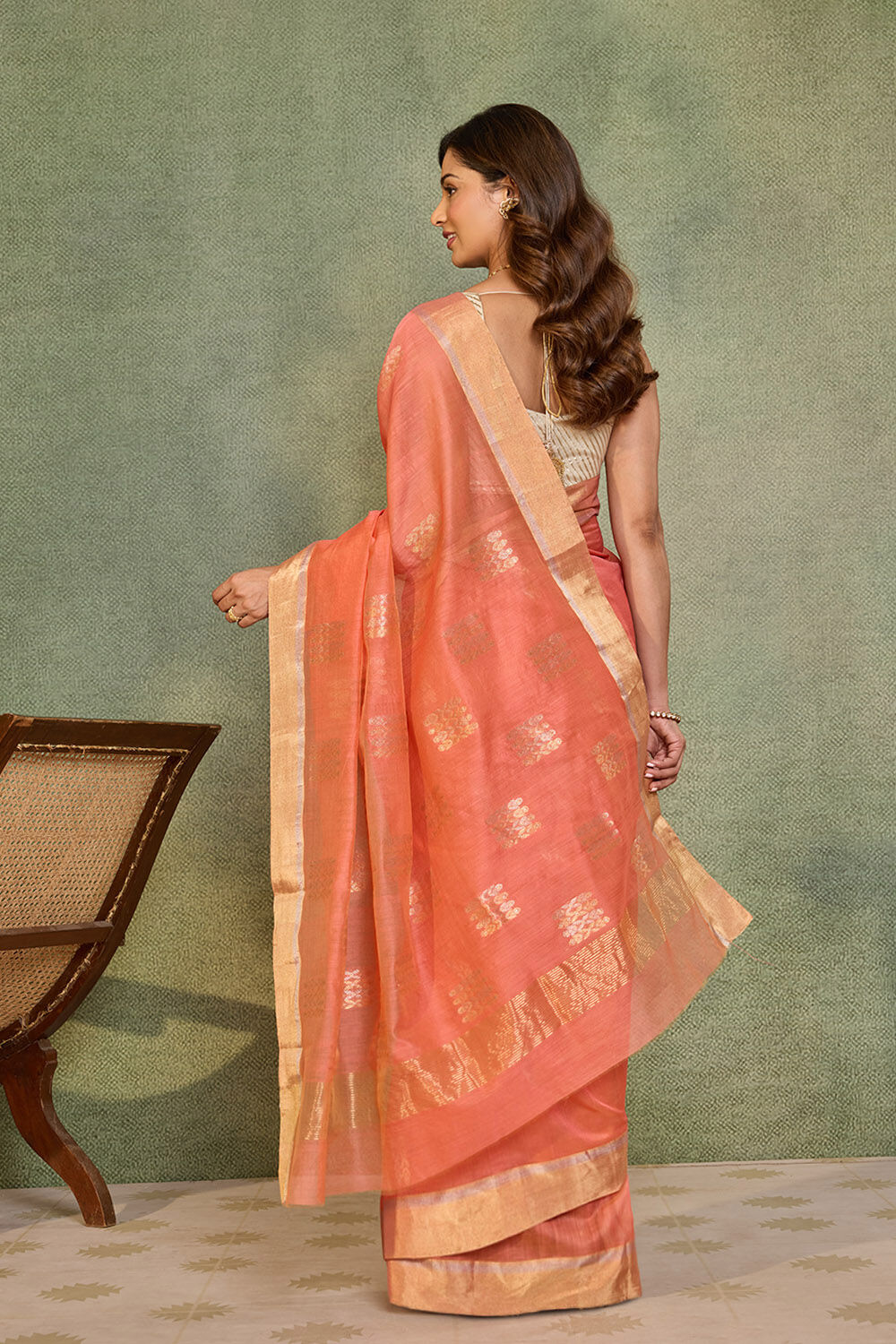 Pink Woven Pure Silk Cotton Chanderi Saree image number null