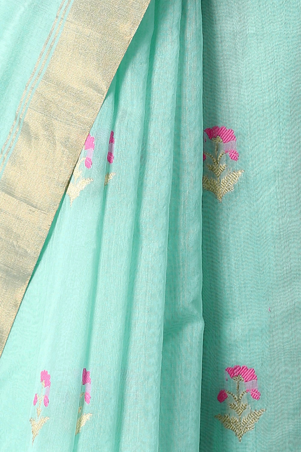 Light Blue Pure Silk Cotton Chanderi Saree image number null