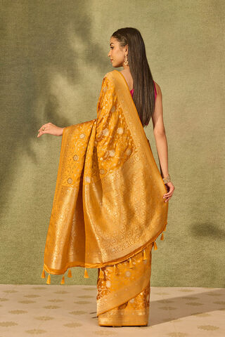 Yellow Woven Pure Viscose Saree thumbnail image number null