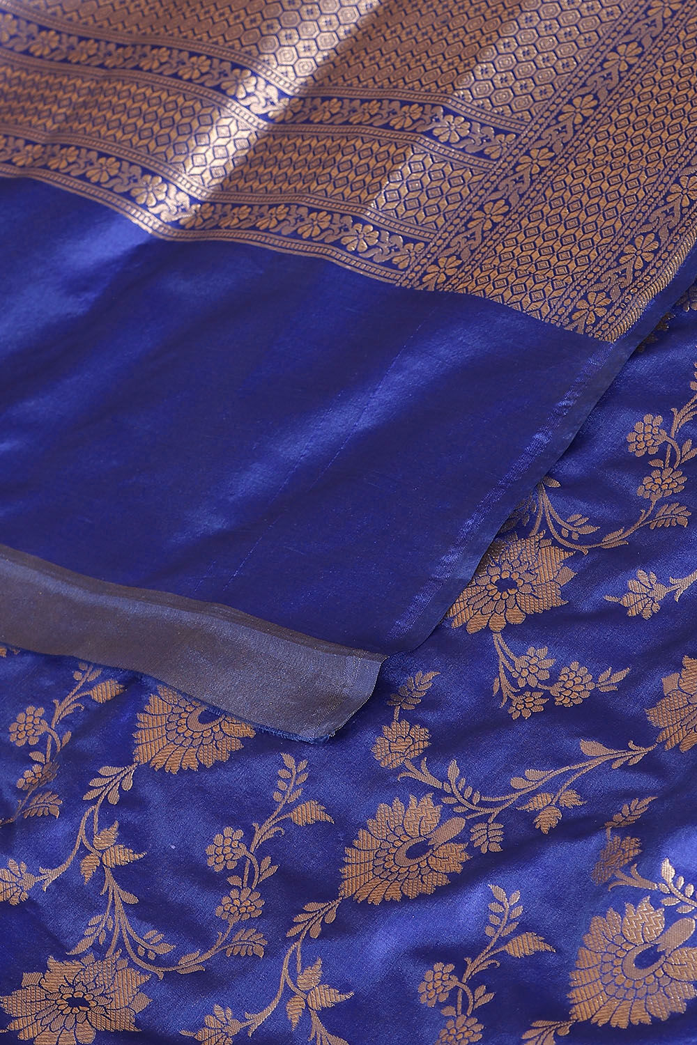 Dark Blue Pure Silk Banarasi Saree image number null