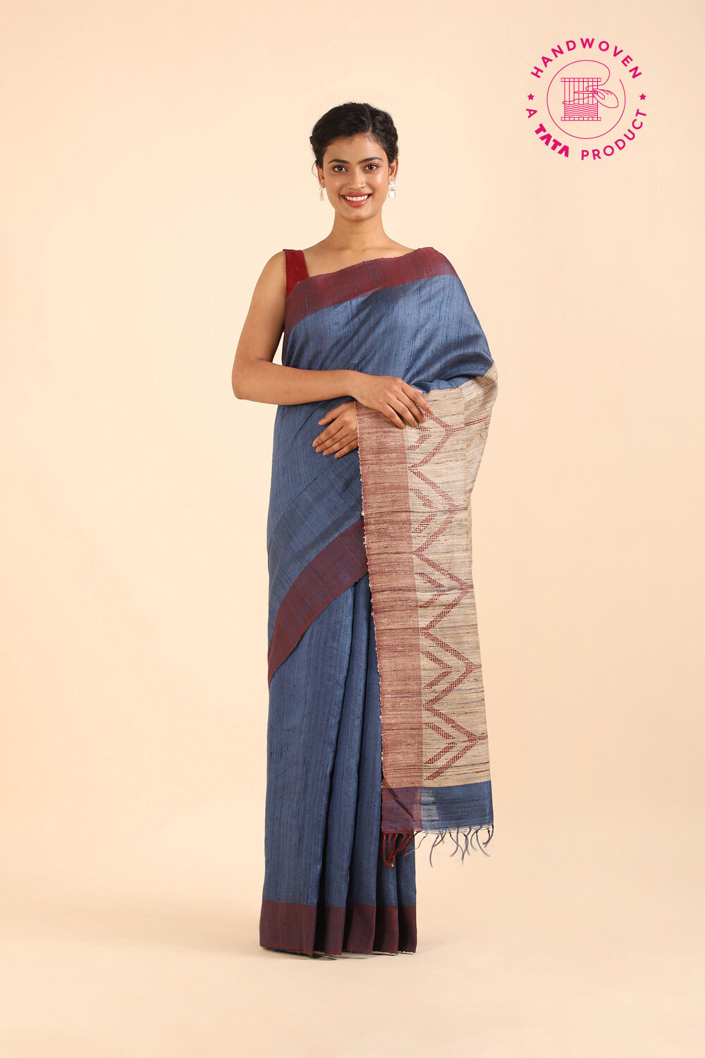Blue Pure Khadi Silk Bhagalpuri Saree image number null