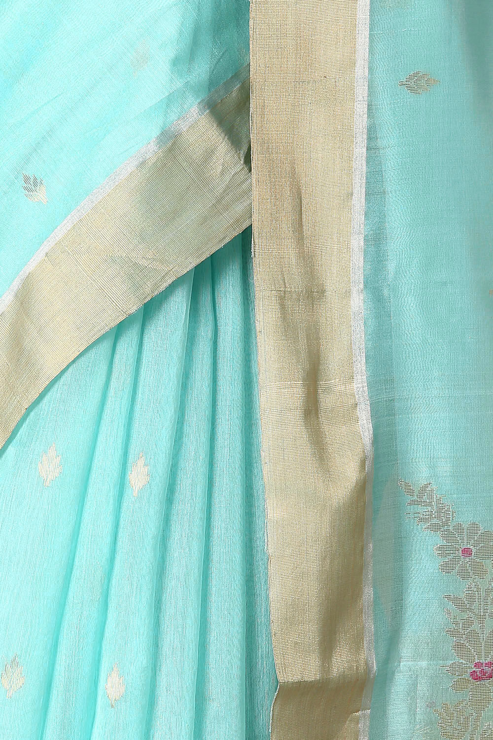 Light Blue Pure Silk Cotton Chanderi Saree image number null