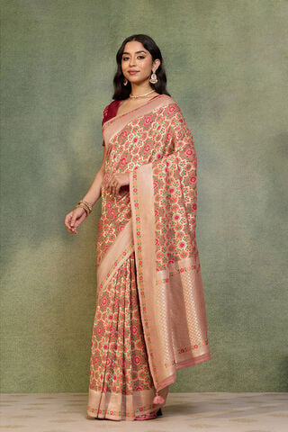 Light Pink Woven Pure Viscose Saree thumbnail image number null