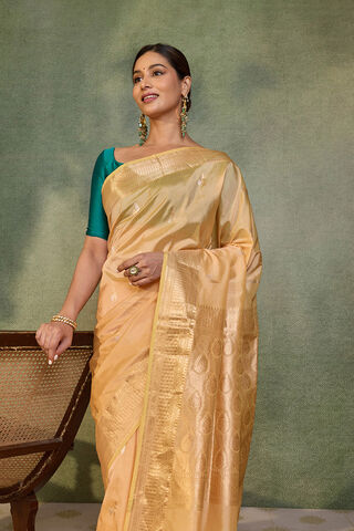 Light Orange Silk Viscose Kadwa Banarasi Saree image number