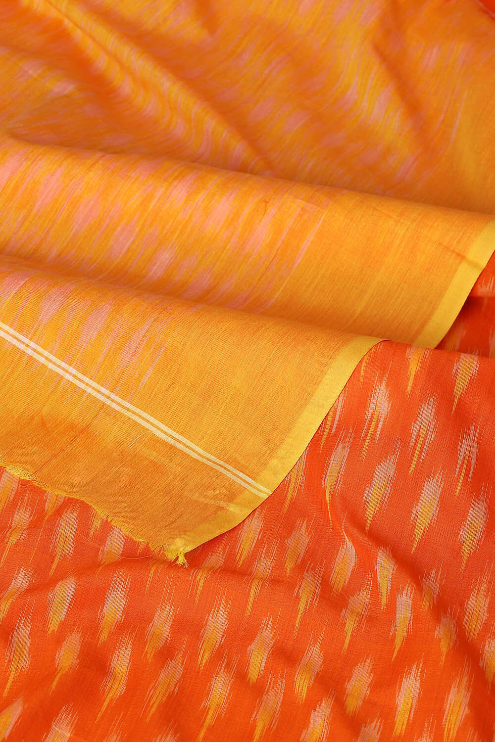 Orange Pure Cotton Pochampalli Ikat Saree image number null