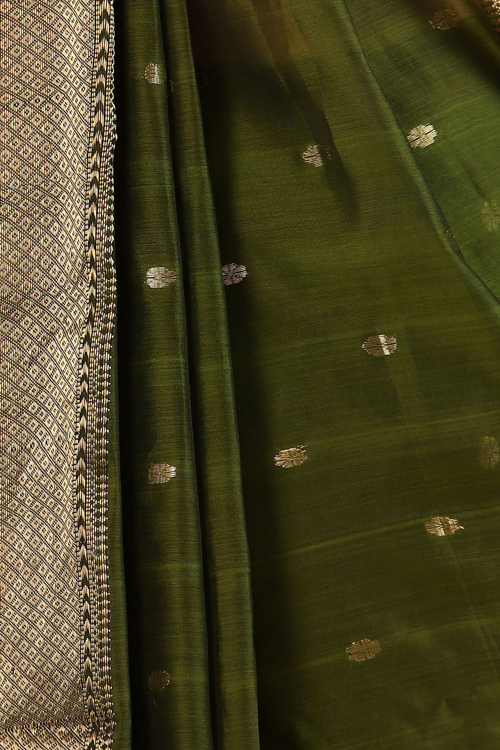 Green Pure Silk Cotton Maheswari Saree image number null