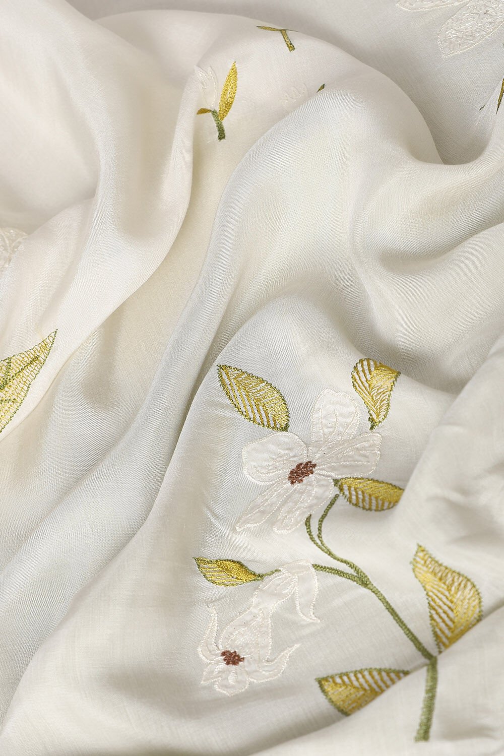 Off White Viscose Embroidered Saree image number null