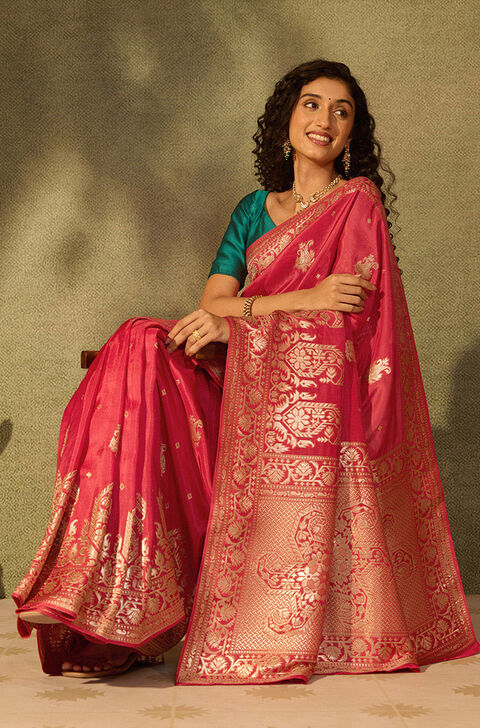 Red Pure Viscose Woven Saree