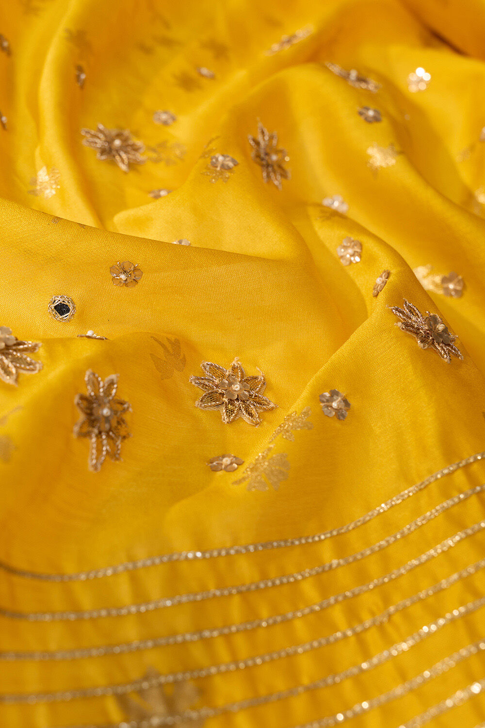 Yellow Pure Silk Cotton Embroidered Saree image number null