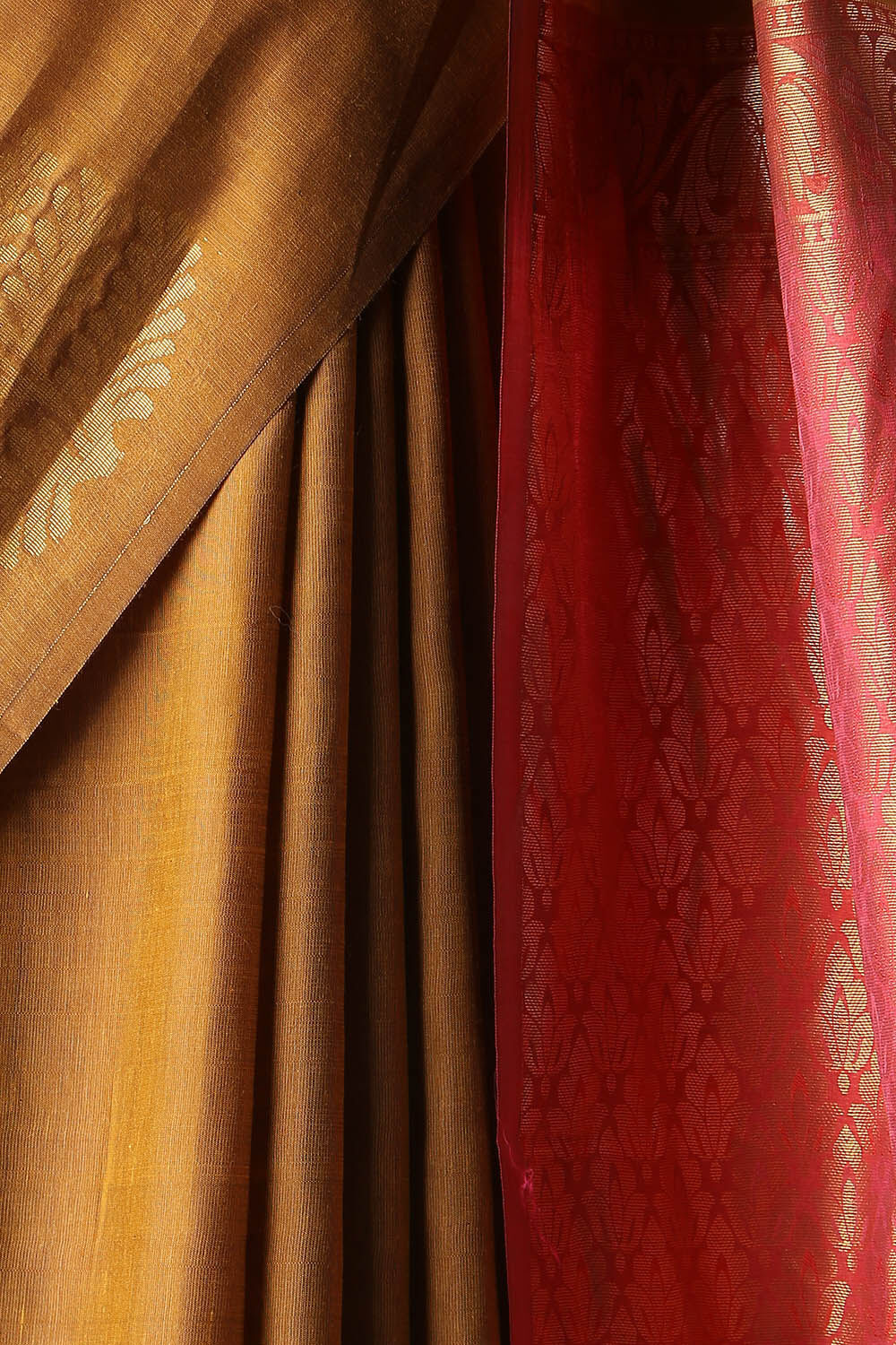 Brown Pure Silk Tencel South Saree image number null