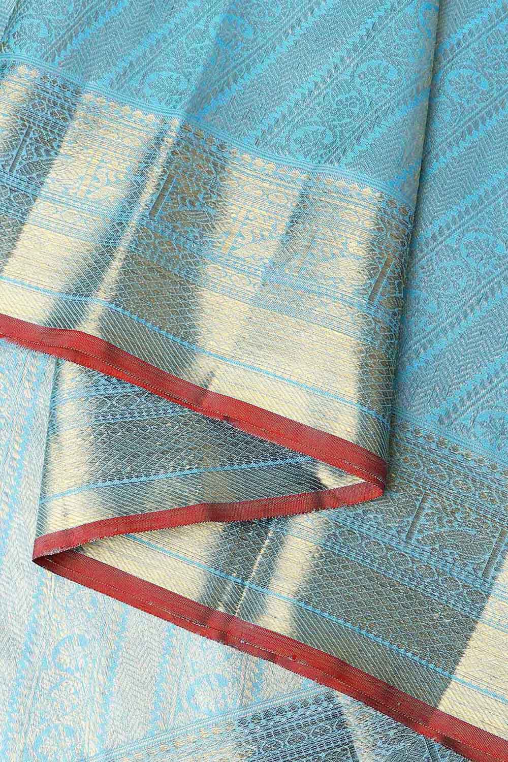 Light Blue Pure Silk Kanjivaram Saree image number null