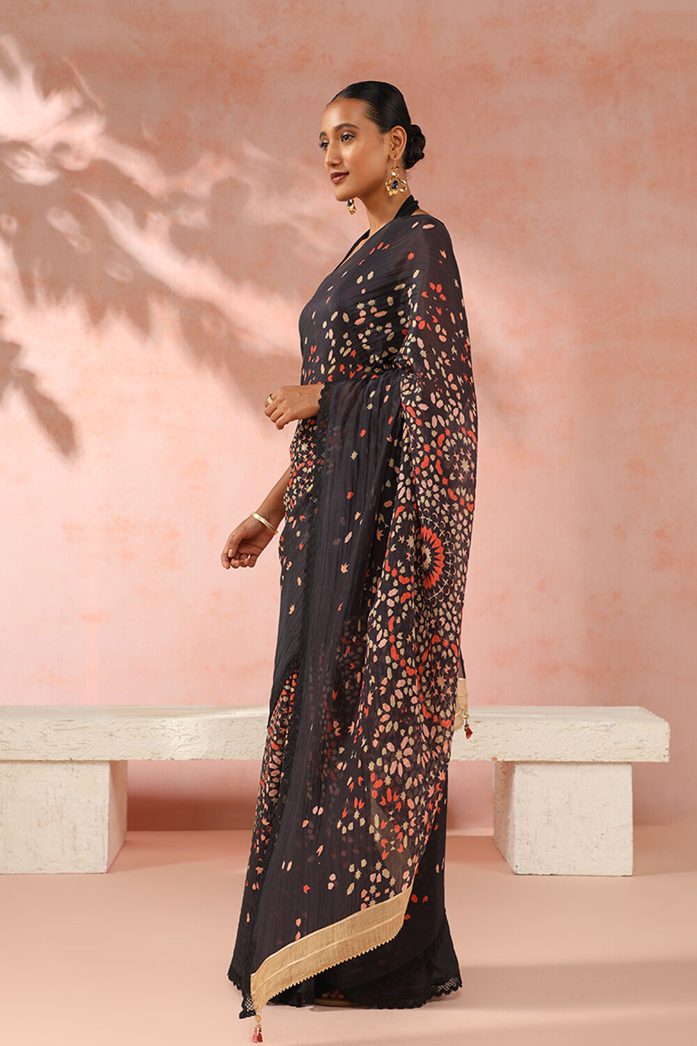 Black Contemporary Pure Silk Cotton Digital Printed Saree image number null