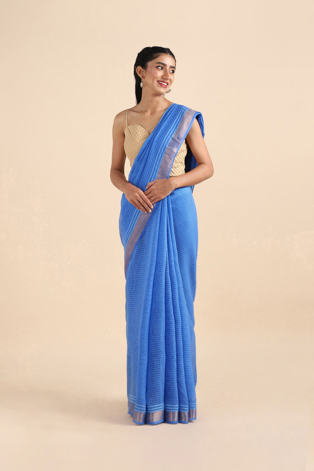 Blue Pure Silk Woven Saree image number null