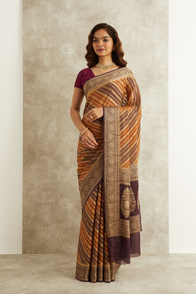 Multicoloured Pure Silk Georgette Banarasi Cutwork Saree