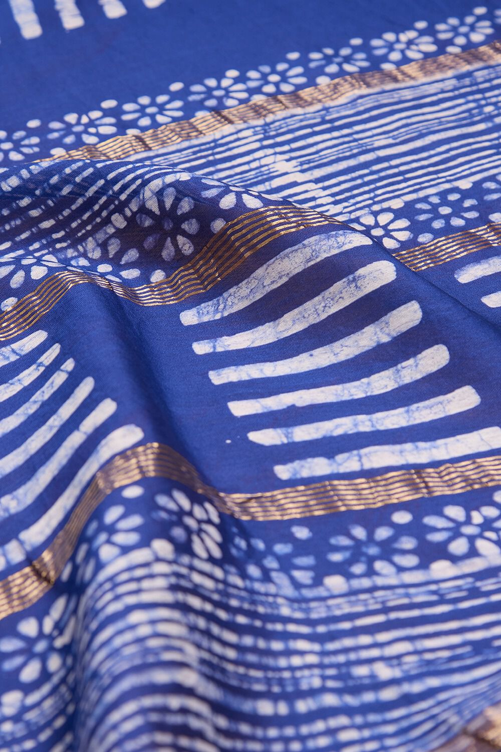 Dark Blue Pure Silk Cotton Batik Saree image number null
