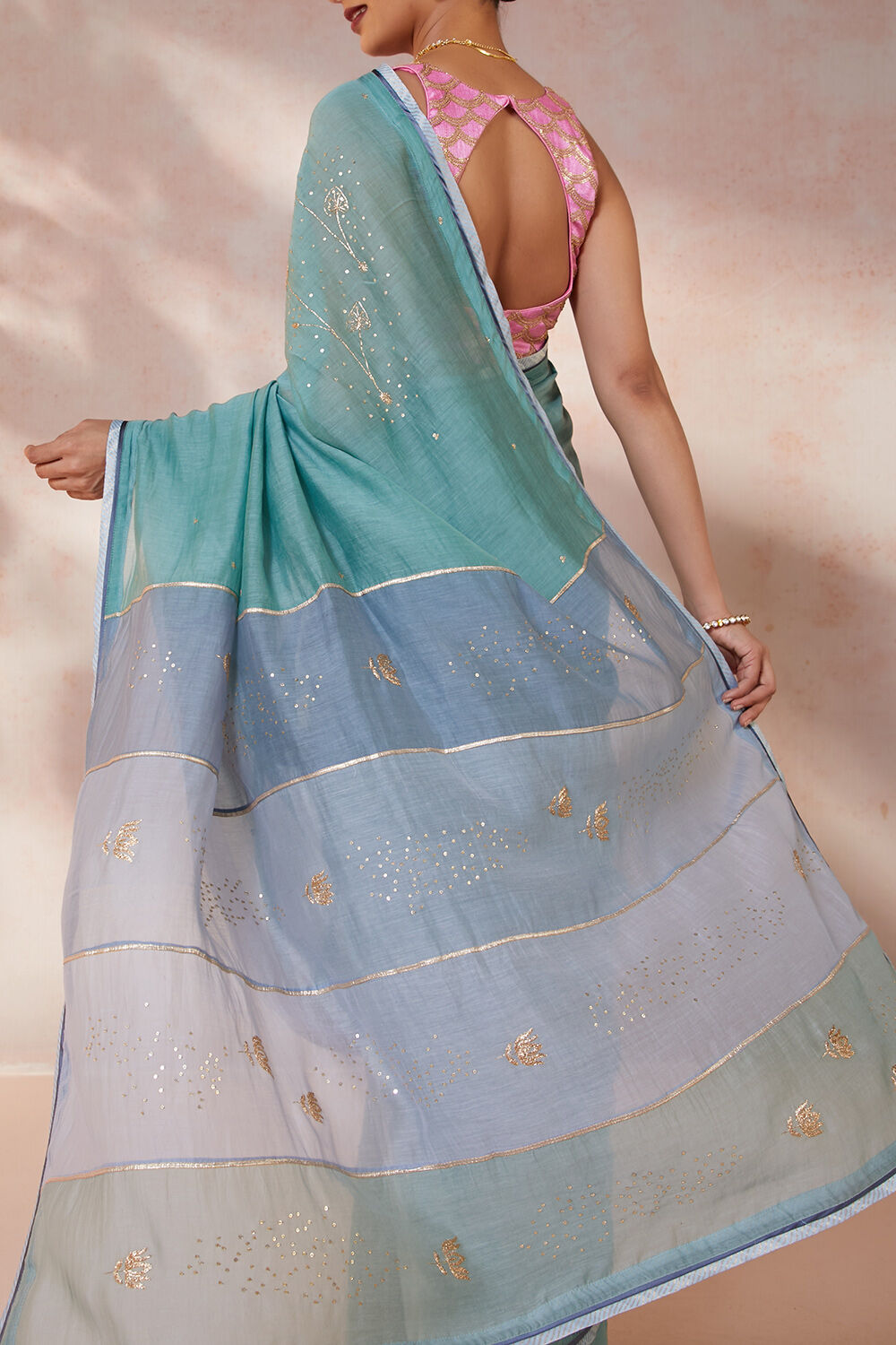 Green Pure Silk Cotton Embroidery Saree image number null