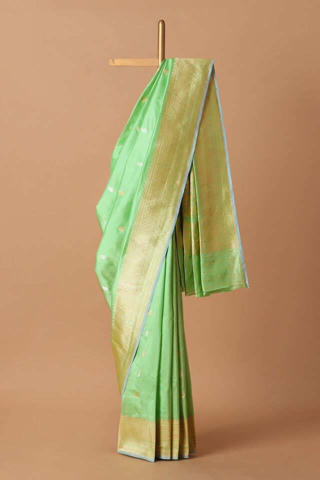 Light Green Pure Silk Banarasi Saree