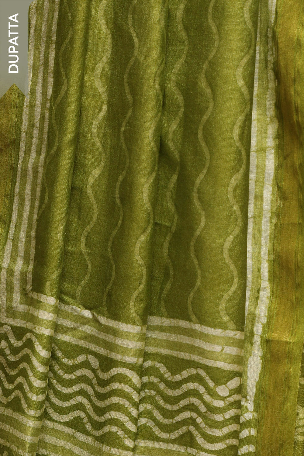 Light Green Block Printed Pure Silk Cotton Unstitched Suit Set image number null