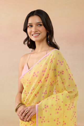 Light Yellow Bengal Pure Cotton Kota Screen Printed  Saree thumbnail image number null