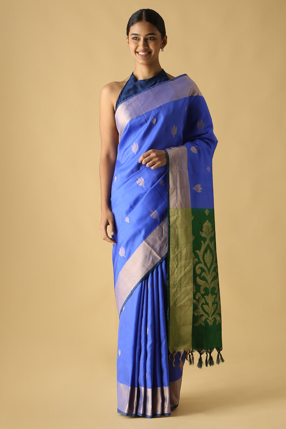 Blue Pure Silk South Saree image number null